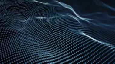 Mavi noktalardan gelen dalgalı çizgilerle soyut arkaplan, neon çizgilerden yüzeye çıkan animasyon dalgalanmaları, pürüzsüz döngülerin canlandırılması