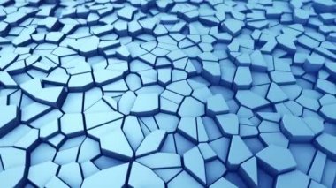 Mavi çokgenlerin dalga mozaiğinin animasyonuna sahip teknolojik arka plan, kusursuz döngünün animasyonu 