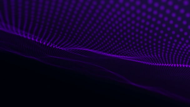 Abstract Background Wavy Lines Purple Points Animation Ripples Surface Neon — ストック動画