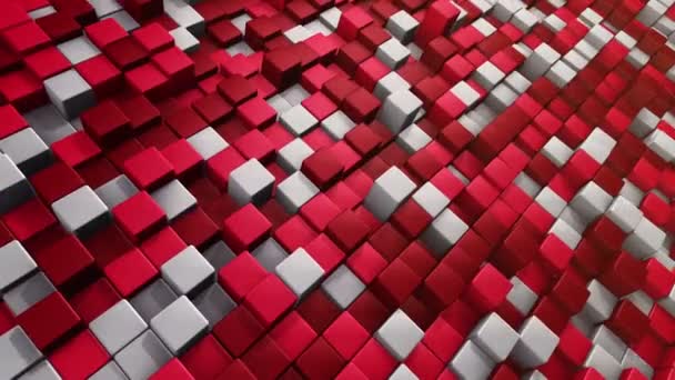 Технологічний Фон Анімацією Хвильової Мозаїки Червоних Квадратів Анімація Безшовної Петлі — стокове відео