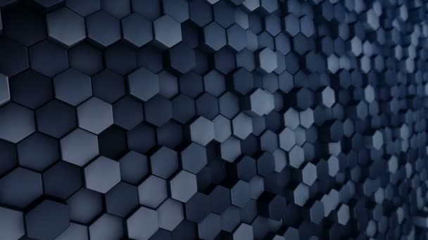 Fondo Tecnológico Abstracto Con Animación Mosaico Ondas Hexágonos Azules Animación — Vídeo de stock