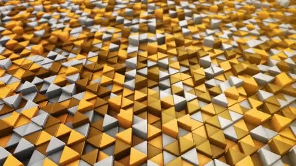 Abstract Technological Background Animation Wave Mosaic Golden Triangles Animation Seamless — ストック動画