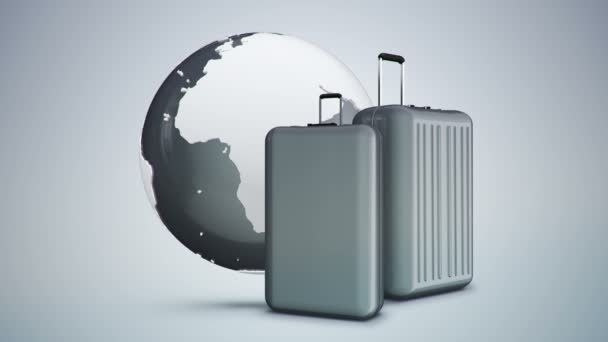 Animation Footage Luggage Globe Seamless Loop — Stock Video