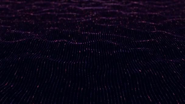 Abstrakter Technologischer Hintergrund Mit Violetten Streifen Und Teilchen Animation Einer — Stockvideo