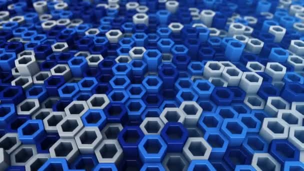 Abstract Technological Background Animation Wave Mosaic Blue Hexagons Animation Seamless — Stock Video