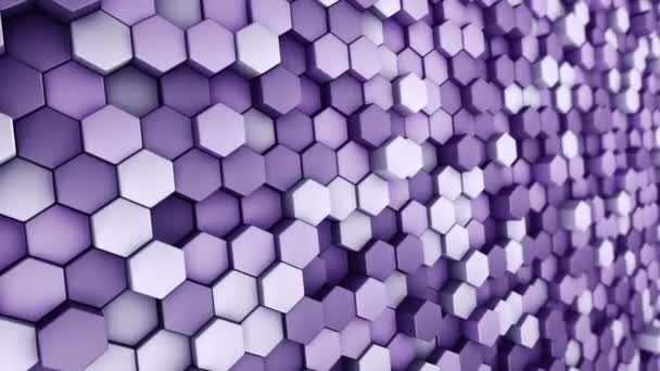 Fundo Tecnológico Abstrato Com Animação Onda Mosaico Hexágonos Roxos Animação — Vídeo de Stock