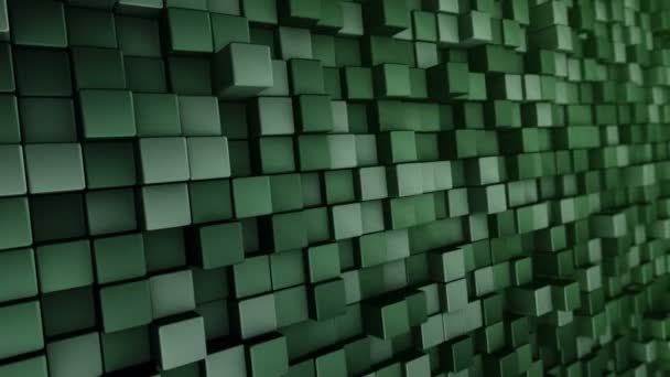 Fondo Tecnológico Con Animación Mosaico Ondas Cuadrados Verdes Animación Bucle — Vídeo de stock