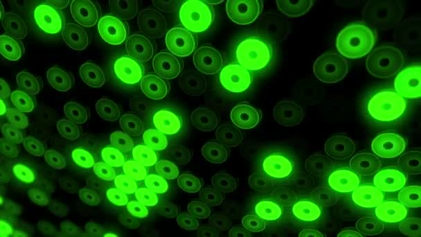 Fondo Abstracto Con Piso Intermitente Luces Led Verdes Proyectores Animación — Vídeos de Stock