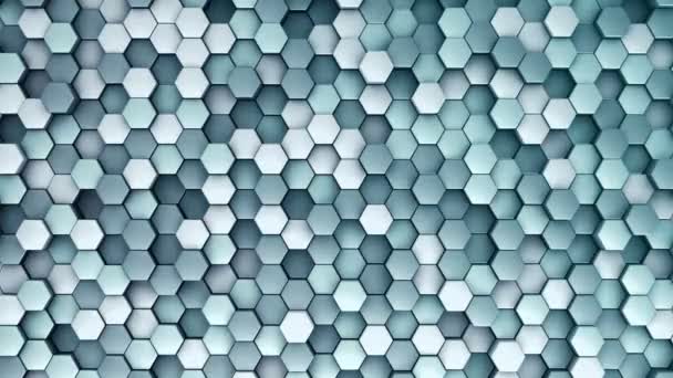 Abstract Technological Background Animation Wave Mosaic Turquoise Hexagons Animation Seamless — Stock Video