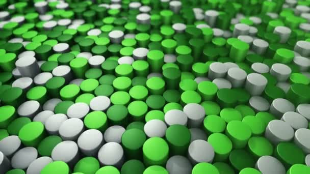 Technological Background Animation Wave Mosaic Green Cylinders Animation Seamless Loop — Stock Video