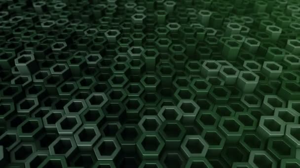 Fond technologique abstrait avec animation d'une mosaïque d'ondes d'hexagones verts, Animation d'une boucle transparente .