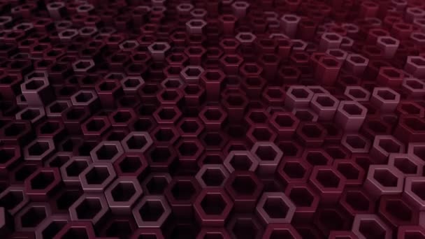 Abstract Technological Background Animation Wave Mosaic Red Hexagons Animation Seamless — Stock Video