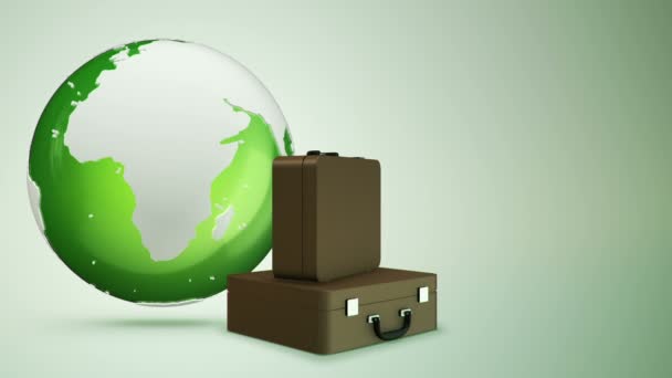 Vidéo Animation Des Bagages Globe Boucle Transparente — Video