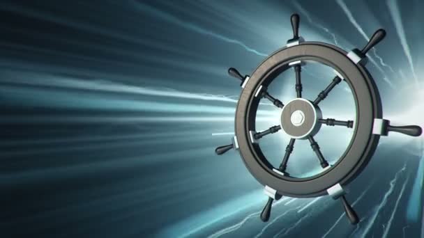 Abstrakter Hintergrund Mit Animiertem Schiffslenkrad Und Schnell Fliegenden Streifen Und — Stockvideo