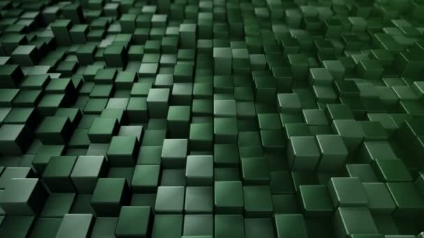 Fondo Tecnológico Con Animación Mosaico Ondas Cuadrados Verdes Animación Bucle — Vídeos de Stock