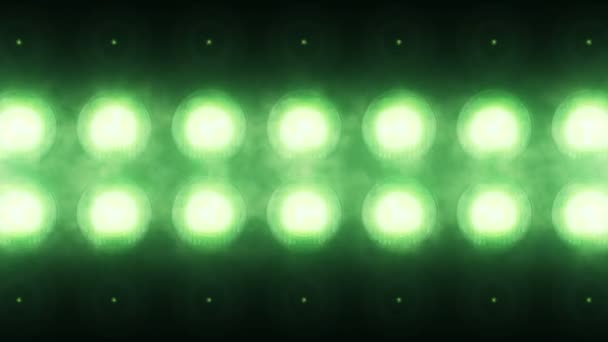 Animace Zelených Blikajících Žárovek Led Stěně Animace Bezešvé Smyčky Koncepce — Stock video