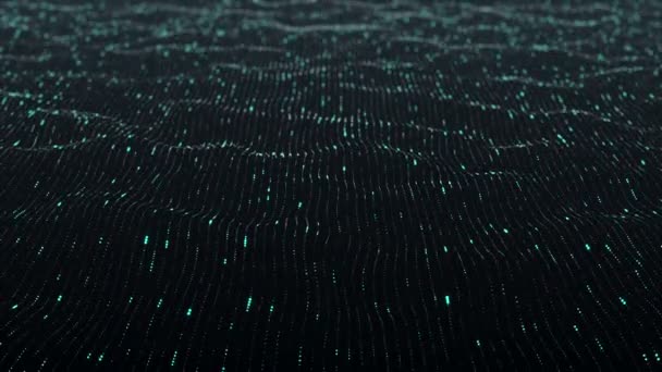 Abstract Technologische Achtergrond Met Turquoise Strepen Deeltjes Animatie Van Een — Stockvideo