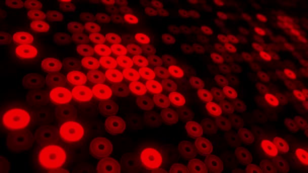 Fundo Abstrato Com Piso Intermitente Luzes Led Vermelhas Projetores Animação — Vídeo de Stock