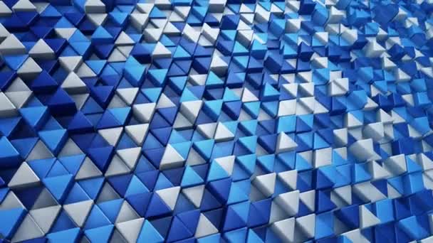 Abstract Technological Background Animation Wave Mosaic Blue Triangles Animation Seamless — ストック動画