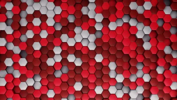Fond Technologique Abstrait Avec Animation Une Mosaïque Ondes Hexagones Rouges — Video
