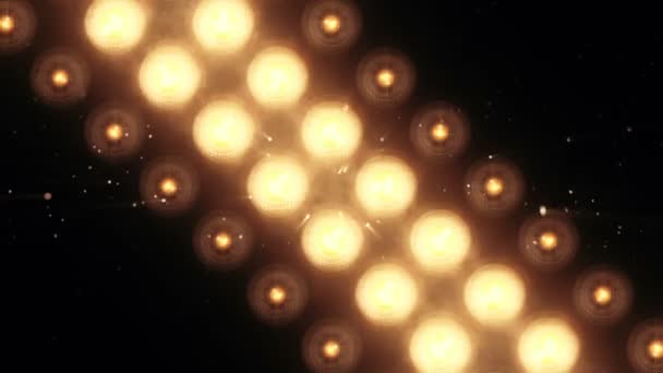 Animation d'ampoules clignotantes dorées sur mur led, Animation de boucle transparente, concept de lumières de scène  