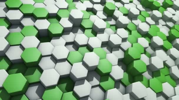 Abstraktní Technologické Zázemí Animací Vlnové Mozaiky Zelených Šestiúhelníků Animace Hladké — Stock video