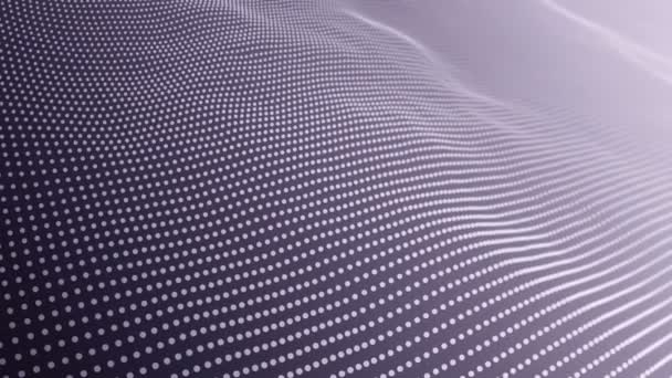 Абстрактний Фон Хвилястими Лініями Фіолетових Точок Анімація Стискається Поверхні Неонових — стокове відео