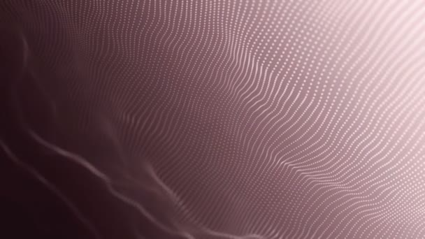 Abstrakti Tausta Aaltoilevilla Viivoilla Punaisista Pisteistä Animaatio Väreilee Pinnalla Neonviivoista — kuvapankkivideo