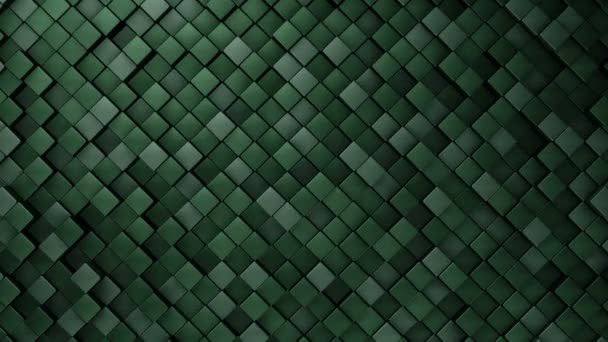 Technological Background Animation Wave Mosaic Green Squares Animation Seamless Loop — Stock Video