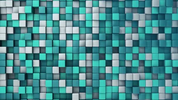 トルコ石の正方形の波モザイクのアニメーションと技術的背景 シームレスなループのアニメーション — ストック動画