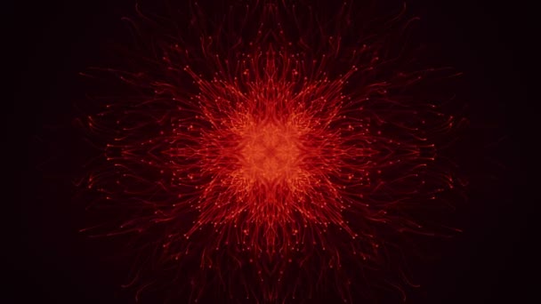 Fond sombre abstrait avec animation de particules rouges lentes sous forme de flocon de neige. Animation de boucle transparente .