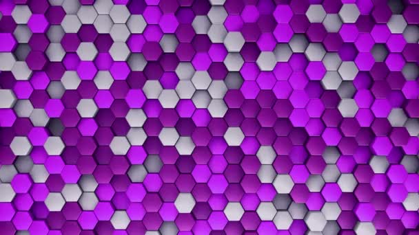 Abstrakter Technologischer Hintergrund Mit Animation Des Wellenmosaiks Aus Violetten Sechsecken — Stockvideo