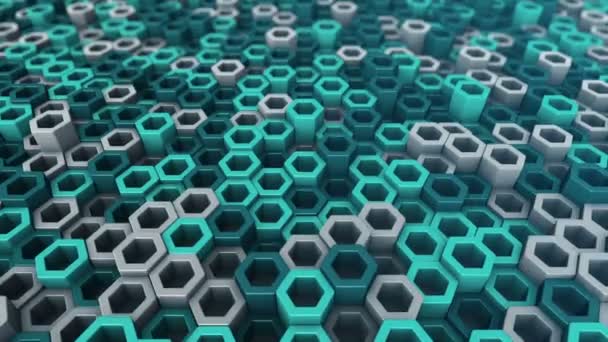 Fond technologique abstrait avec animation d'une mosaïque d'ondes d'hexagones turquoise, Animation d'une boucle sans couture .