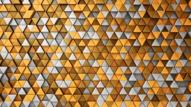 Fond technologique abstrait avec animation de la mosaïque ondulatoire de triangles d'or, Animation de boucle transparente .