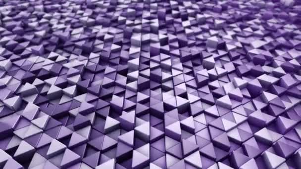 Fondo Tecnológico Abstracto Con Animación Mosaico Onda Triángulos Púrpura Animación — Vídeo de stock