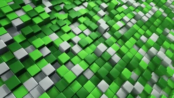 Fondo Tecnológico Con Animación Mosaico Ondas Cuadrados Verdes Animación Bucle — Vídeos de Stock