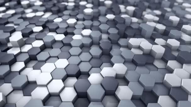 Abstract Technological Background Animation Wave Mosaic Grey Hexagons Animation Seamless — Stock Video