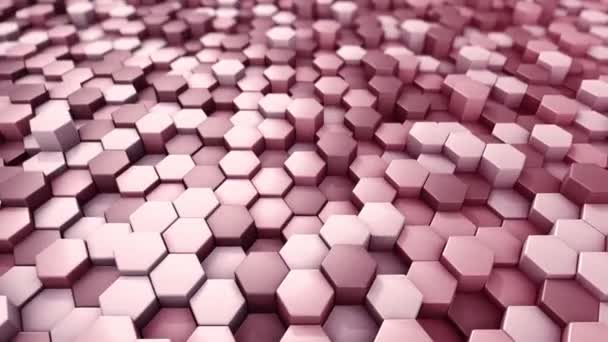 Fundo Tecnológico Abstrato Com Animação Mosaico Onda Hexágonos Vermelhos Animação — Vídeo de Stock