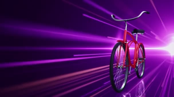 Animation Vélo Urbain Rouge Rapide Sur Fond Violet Animation Boucle — Video