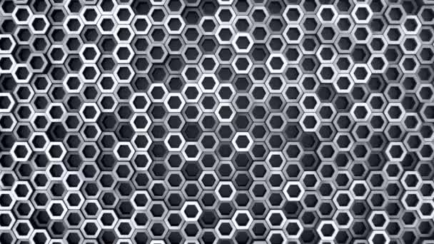 Abstract Technological Background Animation Wave Mosaic Grey Hexagons Animation Seamless — Stock Video