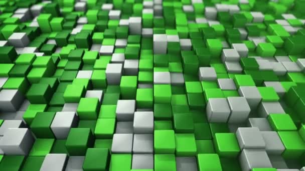 Fondo Tecnológico Con Animación Mosaico Ondas Cuadrados Verdes Animación Bucle — Vídeo de stock