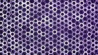 Mor altıgenlerin dalga mozaiğinin canlandırılmasıyla soyut teknolojik arkaplan, kusursuz döngünün animasyonu.