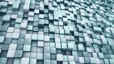 Türkuaz karelerin dalga mozaiğinin animasyonuna sahip teknolojik arka plan, kusursuz döngünün animasyonu