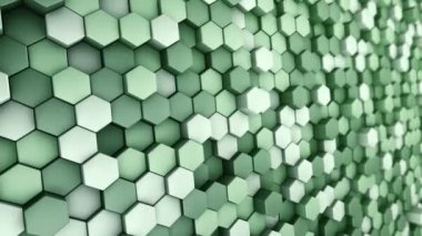 Yeşil altıgenlerin dalga mozaiğinin canlandırılmasıyla soyut teknolojik arkaplan, kusursuz döngünün animasyonu.