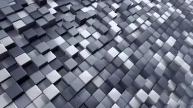 Gri karelerin dalga mozaiğinin animasyonuna sahip teknolojik arka plan, pürüzsüz döngünün animasyonu