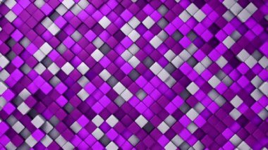 Mor karelerin dalga mozaiğinin animasyonuyla teknolojik arka plan, pürüzsüz döngünün animasyonu