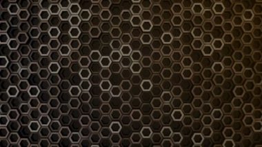 Altın altıgenlerin dalga mozaiğinin animasyonuyla soyut teknolojik arkaplan, kusursuz döngünün animasyonu.