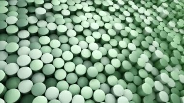 Yeşil silindirlerin dalga mozaiğinin animasyonuna sahip teknolojik arka plan, pürüzsüz döngünün animasyonu 