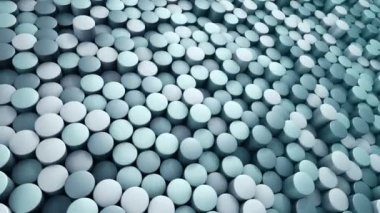 Türkuaz silindirlerin dalga mozaiğinin animasyonuna sahip teknolojik arka plan, kusursuz döngünün animasyonu 