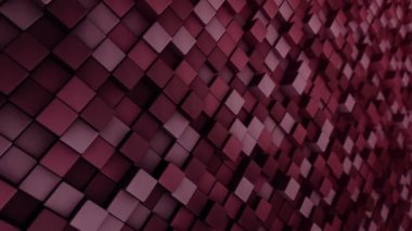 Kırmızı karelerin dalga mozaiğinin animasyonuyla teknolojik arka plan, kusursuz döngünün animasyonu